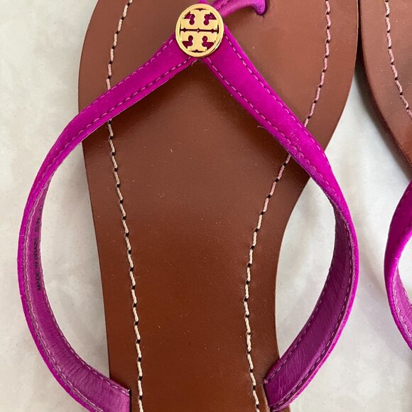 Tory Burch Flip Flop - Hot Pink Suede - Leather base - US Woman's Size 7 - Picture 4 of 4